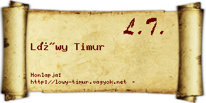 Lőwy Timur névjegykártya